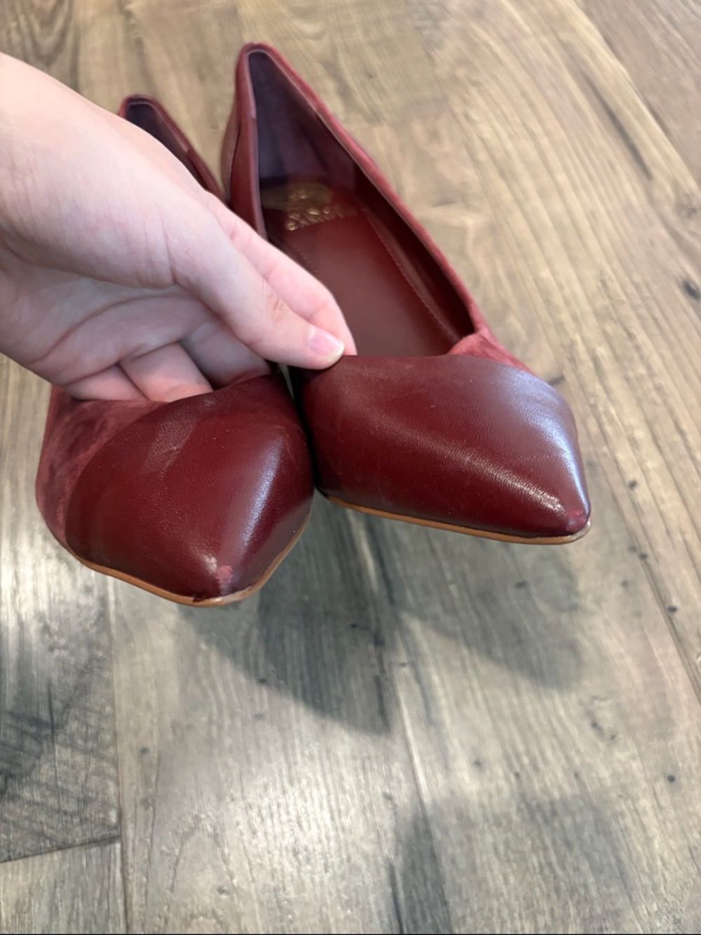 Vince Camuto Genuine Suede & Leather Heels Maroon Pumps Fall size 9 - Picture 6 of 7